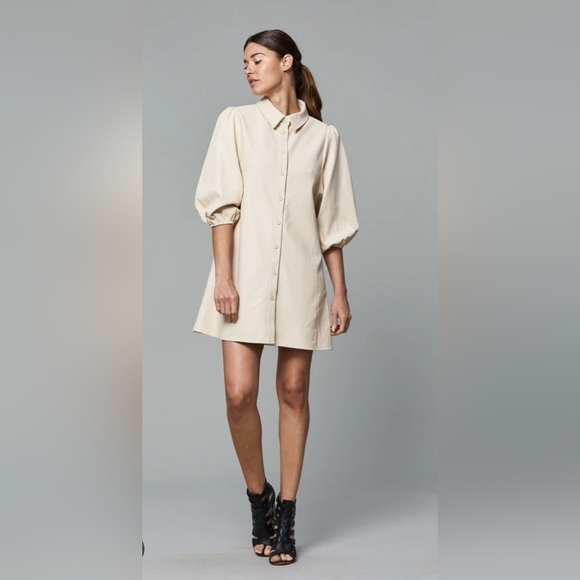 Dolce Cabo Soft Faux Suede Cream Shirt Dress Size M button Up - Picture 1 of 8
